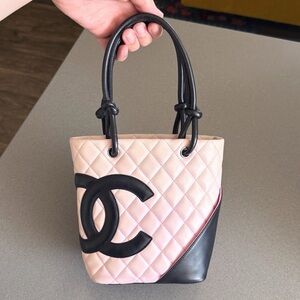 💥SOLD💥 CHANEL Classic Vintage Pink Quilted Leather Mini Cambon Tote